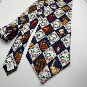 Tabasco Brand Pepper Sauce Novelty Men's Silk Necktie Blue All Over Print